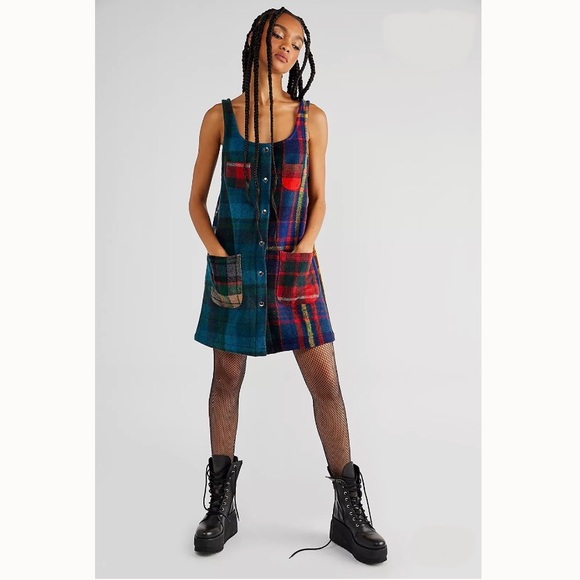 Free People Dresses & Skirts - Free People X Carleen Two Tone Mixed Plaid Button Dress